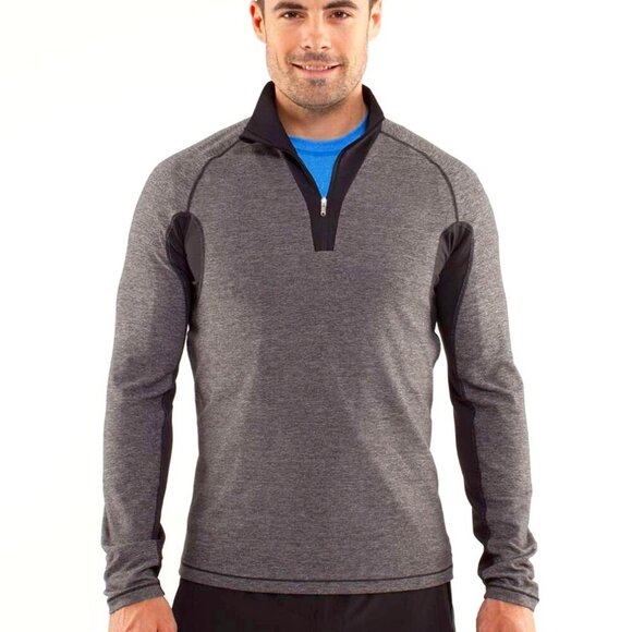 LULULEMON Blaze 1/2 Zip Long Sleeve Running Shirt Heathered Black LG MSRP $118